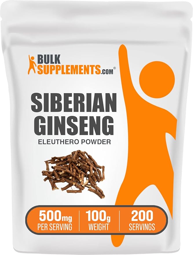 BulkSupplements.com Eleuthero Powder - Siberian Ginseng Powder, Eleutherococcus senticosus, Ginseng Herbal Supplements, Gluten Free, 500mg of per Serving, 100g (3.5 oz) (Pack of 1)