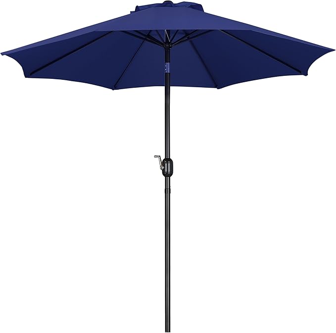 Yaheetech 9FT Patio Umbrella Outdoor Umbrella Patio Yard Market Table Umbrella with Push Button Tilt & Crank for Garden/Beach/Lawn/Deck/Backyard/Pool, 8 Ribs, Navy Blue