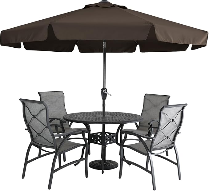MASTERCANOPY Valance Patio Umbrella for Outdoor Table Market -8 Ribs (9FT, Brown)