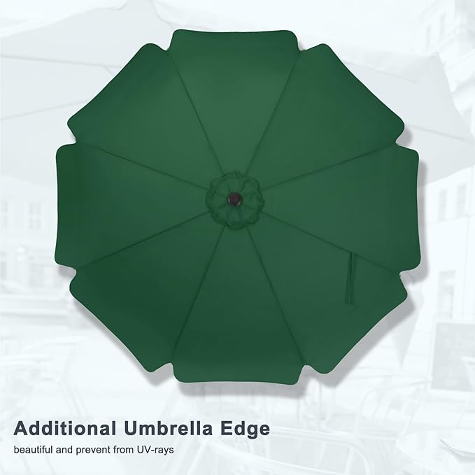 MASTERCANOPY Valance Patio Umbrella for Outdoor Table Market -8 Ribs (9ft, Forest Green)