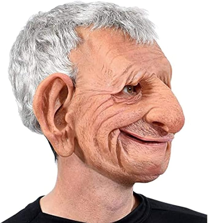 Realistic Old Man Mask Halloween Mask Scary Latex Old Man Grandpa Mask Halloween Wrinkle Face Mask
