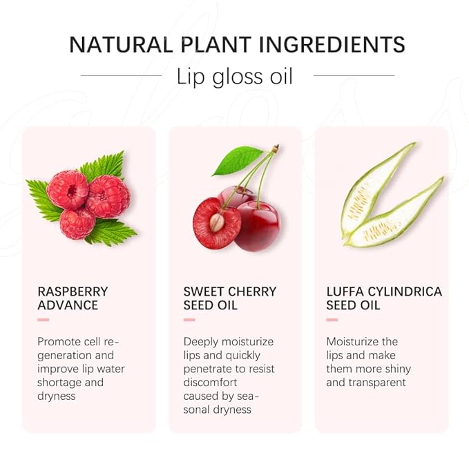 Plumping Lip Oil, Hydrating Lip Gloss Tinted Lip Balm Lip Care Transparent Toot Lip Oil, Non-Sticky Long Lasting Nourishing Lip Glow Oil Repairing Lightening Lip Lines Lip Care Products(CHERRY)