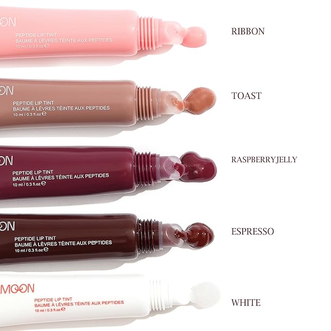 5 Colors Hydrating Lip Glow Oil, Ribbon, Toast, Raspberry jelly, Espresso, White Tinted Lip Oil Gloss, Moisturizing, Hydrating, Nourishing Lip Care Oil for Naturally Plump, Pillowy-soft Lips