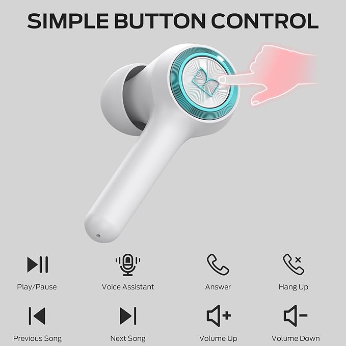 Monster Clarity 102 Plus Wireless Earbuds, Bluetooth Headphones with HiFi Stereo, 4 ENC Mic for Crystal Clear Call, 30H Playtime, Type-C Charging, IPX6 Waterproof in-Ear Ear Buds for Sports (White)