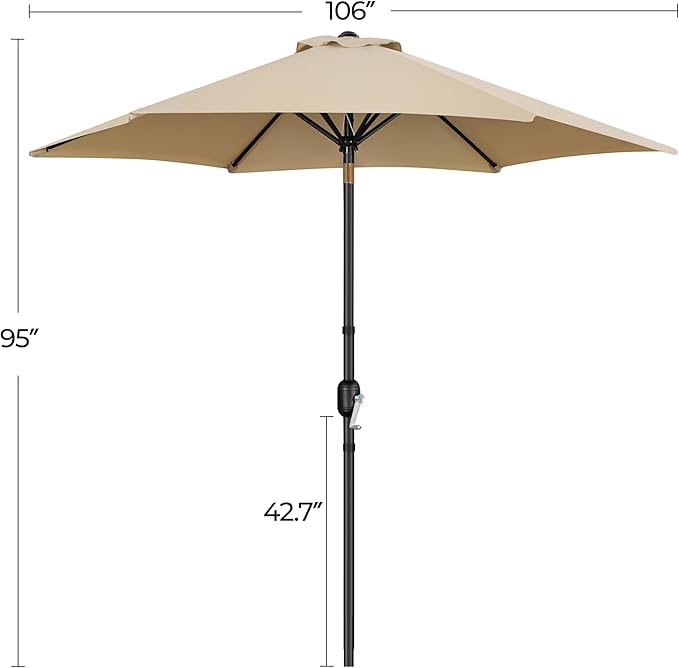 Yaheetech 9FT Outdoor Patio Umbrella, Outdoor Table Umbrella with Push Button Tilt and Crank, Yard Sun Shade, UV Protection Waterproof for Garden/Deck/Backyard/Pool