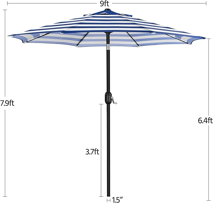 Yaheetech 9FT Outdoor Patio Umbrella, Outdoor Table Umbrella with Push Button Tilt and Crank?Market Umbrella with 8 Sturdy Ribs UV Protection Waterproof for Garden, Deck, Backyard, Pool