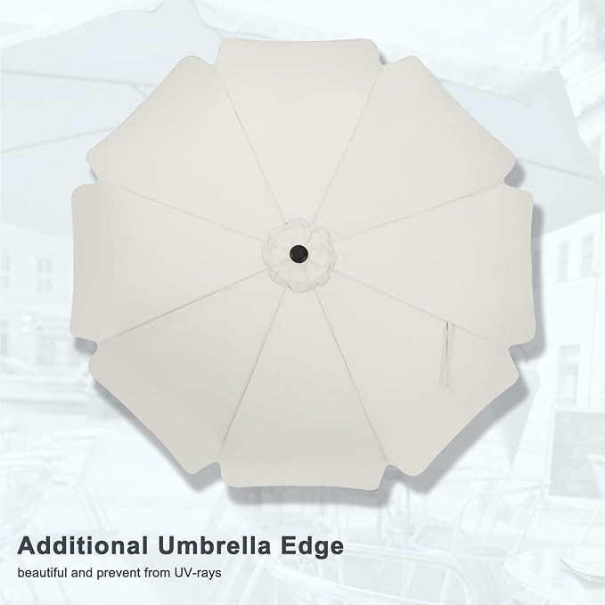 MASTERCANOPY Valance Patio Umbrella for Outdoor Table Market -8 Ribs (10ft, Light Beige)