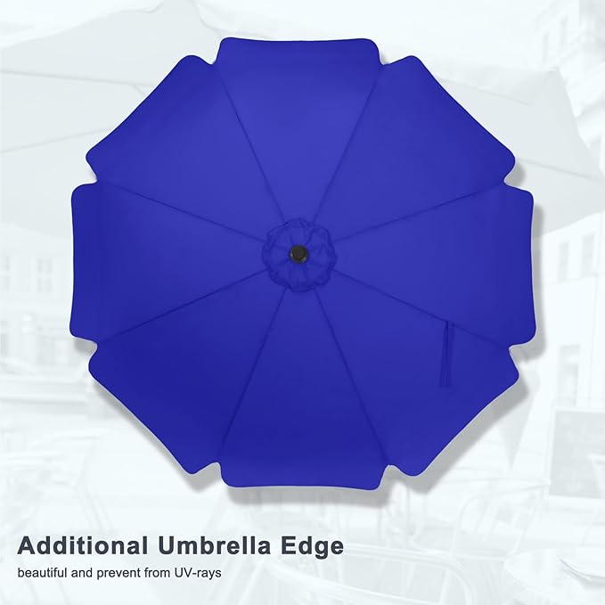 MASTERCANOPY Valance Patio Umbrella for Outdoor Table Market -8 Ribs (9ft, Blue)