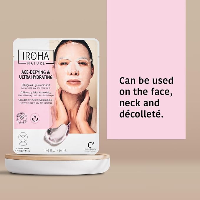 Collagen Face & Neck Sheet Mask (5 Masks) + Anti-Aging Face & Neck Mask (5 Masks) - Skin Care With Triple Hyaluronic Acid & Niacinamide, Anti-Wrinkles & Firming, Vegan, Korean - Total Bundle 10 pieces