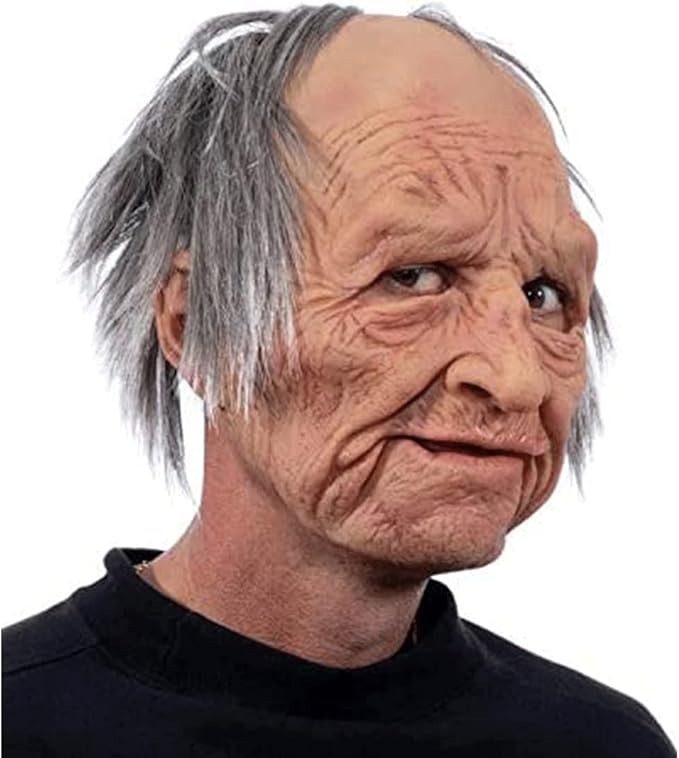 Realistic Old Man Mask Halloween Mask Scary Latex Old Man Grandpa Mask Halloween Wrinkle Face Mask