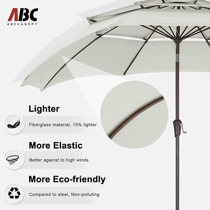 ABCCANOPY Patio Umbrellas 3 Tiers 11FT (Light Beige)