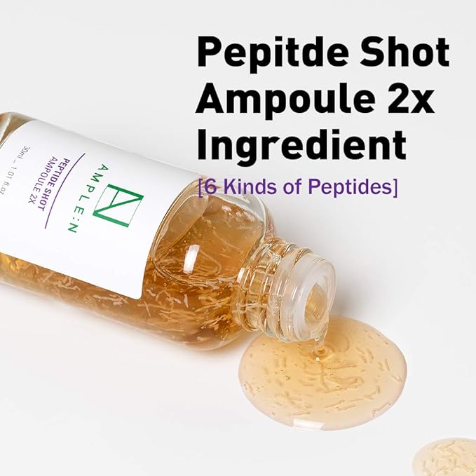 AMPLE:N Peptide Shot Serum 2X – Intensive Age Defying Concentrate Face Serum with Peptide Threads – Erasing Wrinkles and Improve Firmness – Lifting Sagging Skin – Plump, Repairs Skin, 1.01 fl.oz.
