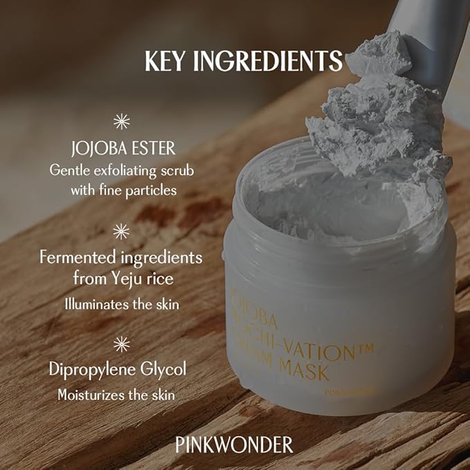 Jojoba Mochi-Vation™ Cream Mask 3.17oz (90g), Clay Mask with Organic Jojoba Oil and Korean Rice Extract, Wash-Off Face Mask, Korean Glass Skin