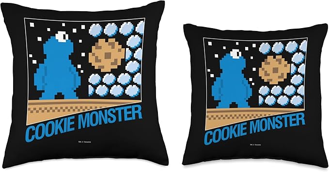 Sesame Street Cookie Monster 8-Bit Throw Pillow, 16x16, Multicolor