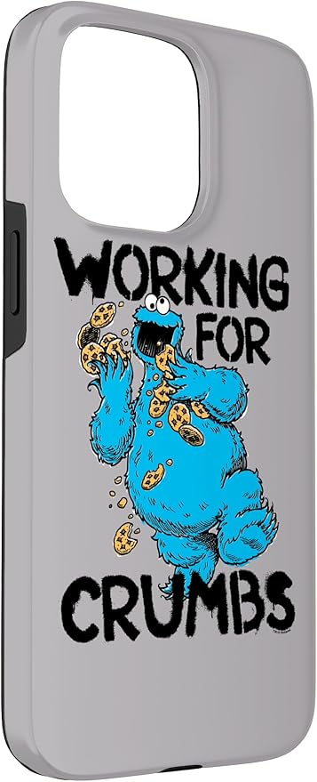 iPhone 15 Pro Max Sesame Street Cookie Monster Working for Crumbs Case