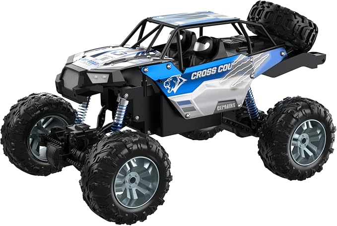 DEERC Large 1:8 Scale Monster Truck for Adults and Boys, Upgraded Remote Control Car with Realistic Sound, 4WD All Terrain RC Toy with 2 Batteries for 80 Minutes Play