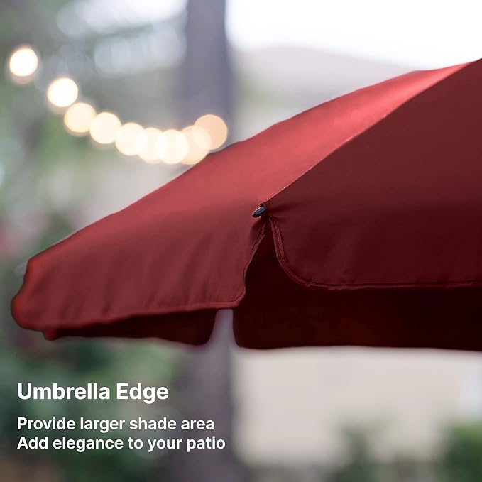 AMMSUN Patio Umbrella, 6.5 ft Outdoor Table Umbrella with Tilt Steel Pole, UPF50+ Protection, Great for Outdoor Garden Backyard, Maroon