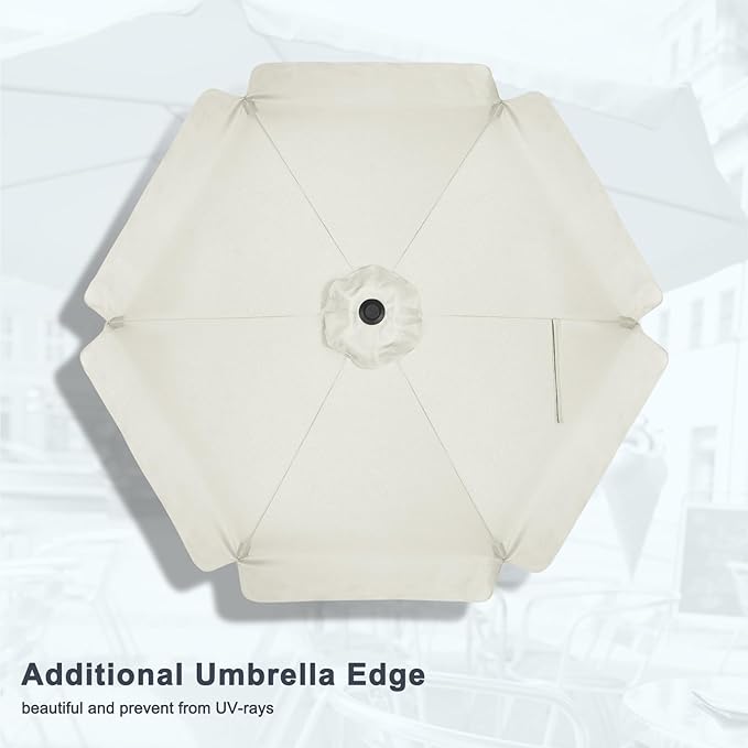 MASTERCANOPY Valance Patio Umbrella for Outdoor Table Market (7.5ft, Light Beige)