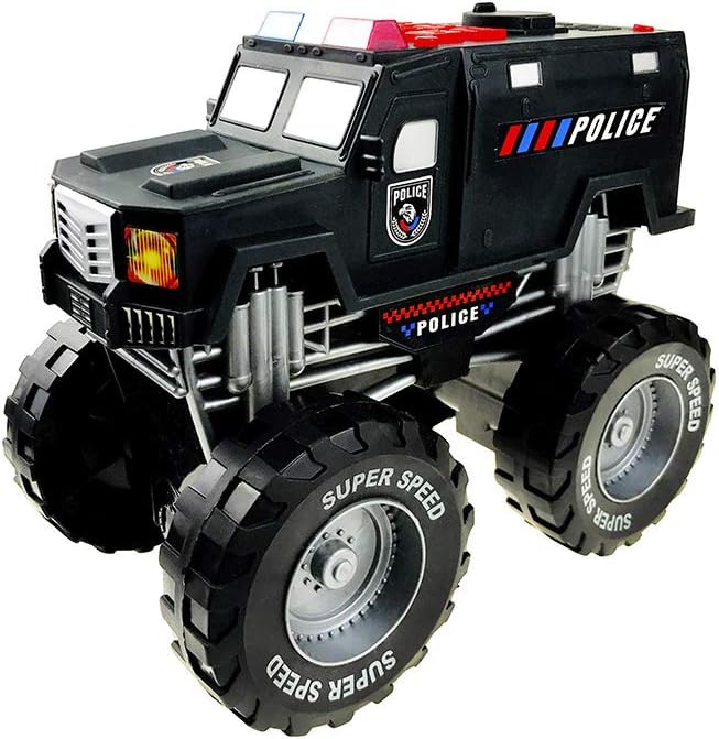 Dazmers Monster Truck Police Car Toy with Lights and Siren with Sound for Boys and Girls Ages 3-5+