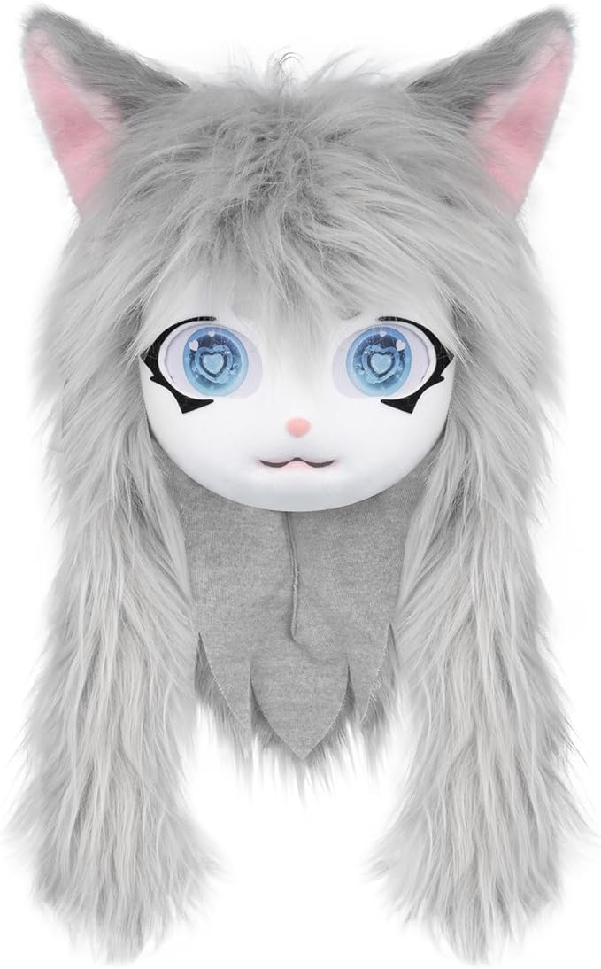 JUNBOON Furry Animal Headgear Beast Full Head Mask Headwear Doll Cosplay Costume Halloween Fursuit