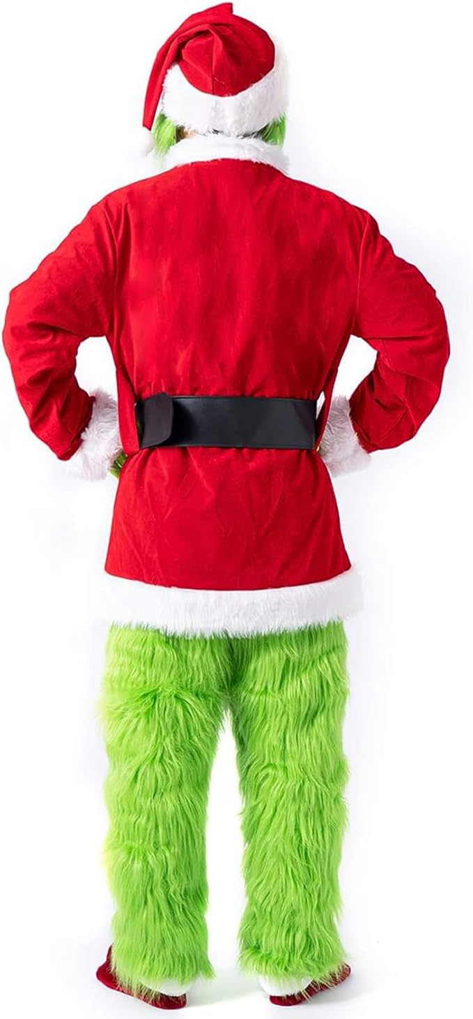 Halloween Costume for Men Green Monster Costumes with Mask Furry Adult Suit Christmas Outfit