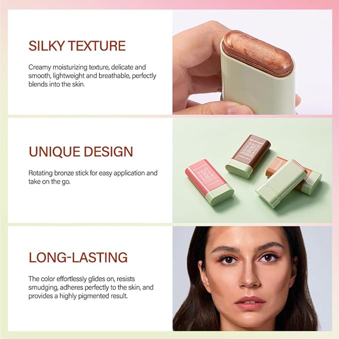 UNYOKE Soft Creamy Highlighter Blush Stick,Smooth Shimmer Bronzer Soft Glow) 6 Oz
