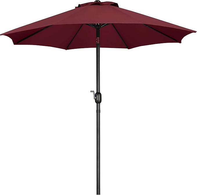 Yaheetech 9FT Patio Umbrella, Outdoor Market Table Umbrella with Push Button Tilt and Crank, Yard Sun Shade with 8 Sturdy Ribs for Garden, Lawn, Beach