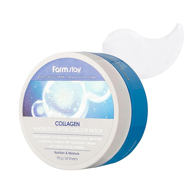 FARMSTAY Collagen Water Full Hydrogel Eye Patch - Hydrating Under Eye Mask with Collagen - Refreshes Tired Undereyes - Promotes Collagen Production - 60 pc