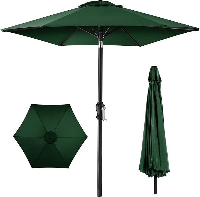 Best Choice Products 10ft Outdoor Steel Polyester Market Patio Umbrella w/Crank, Easy Push Button, Tilt, Table Compatible - Green