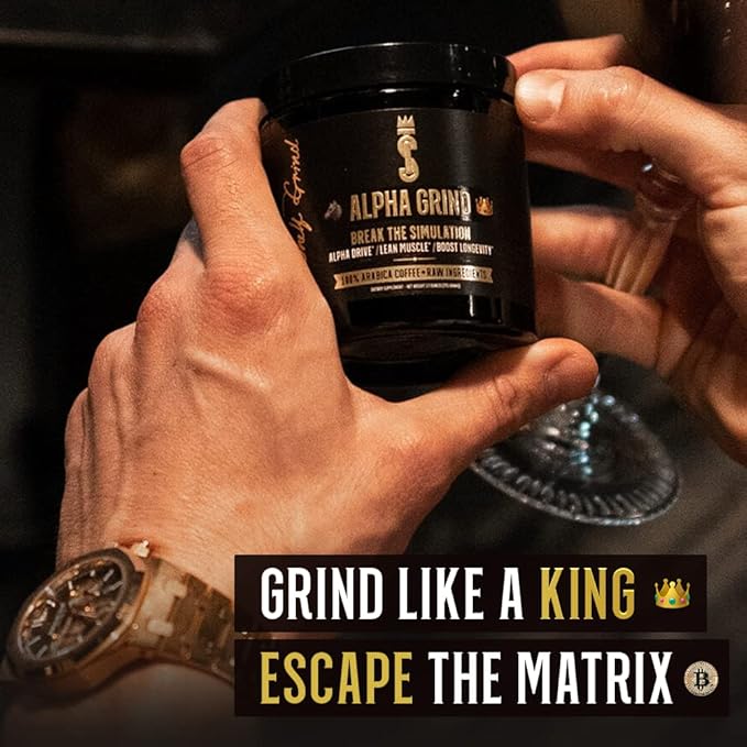Alpha Grind โ Instant Maca Coffee for Men + Natural Energy + Brain Nootropic for Ageless Clarity, Focus | Lean Muscle Building Growth & Size, 30SV