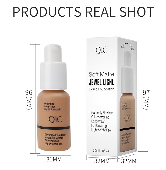 QIC Waterproof Matte Concealer BB Liquid Foundation Cream Warm Peach 30ml
