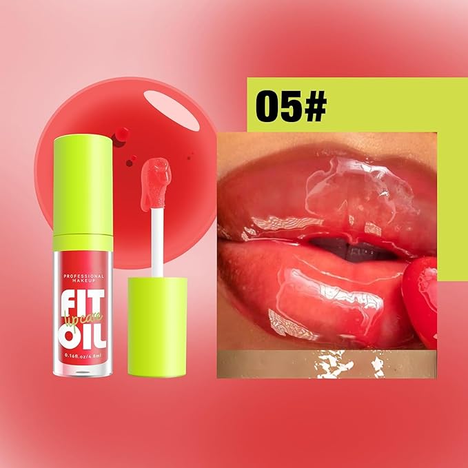 8 Colors Lip Oil Lip Glaze, Hydrating Lip Glow Oil Big Brush Head Shiny Moisturizing Lip Gloss, Long Lasting Non-sticky Fresh Transparent Tinted Plumping Lip Oil (# 05)
