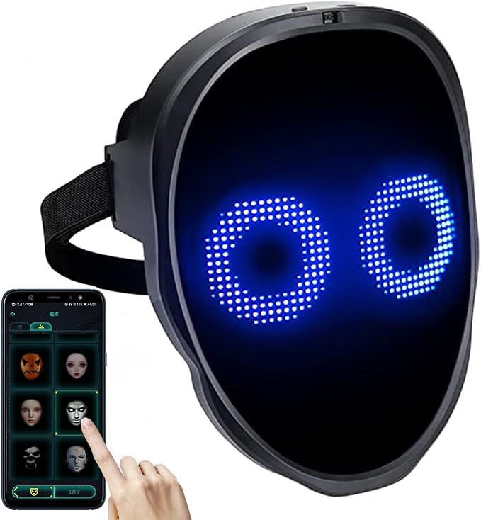brookhaus Led Mask, Bluetooth App Controlled Halloween Masks, Luminous Mask for Adults, Light up Costumes Masks