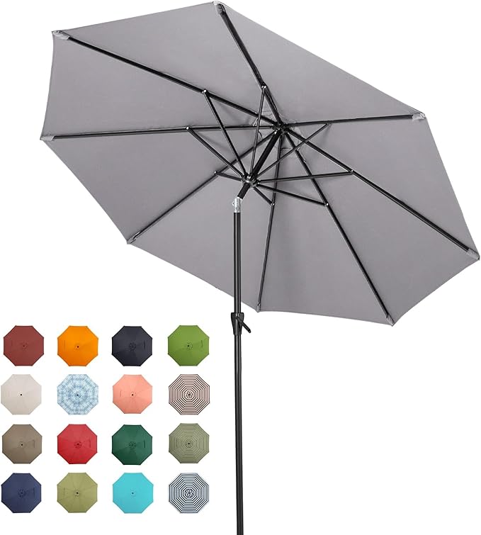 Tempera Patio Market Outdoor Table Umbrella with Push Button Tilt and Crank,Large Sun Umbrella with Sturdy Pole&Fade resistant canopy,Easy to set