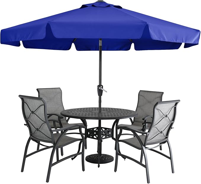 MASTERCANOPY Valance Patio Umbrella for Outdoor Table Market -8 Ribs (9ft, Blue)