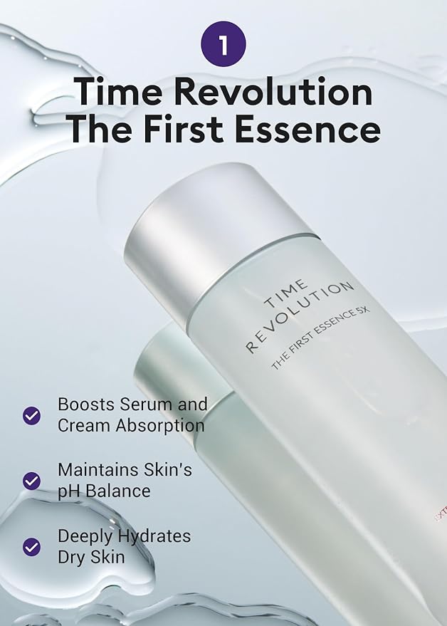 MISSHA Time Revolution Gift Set The First Essence 5X & Night Repair Ampoule 5X for Radiant, Youthful Skin, Korean Skin Care, Glass Skin