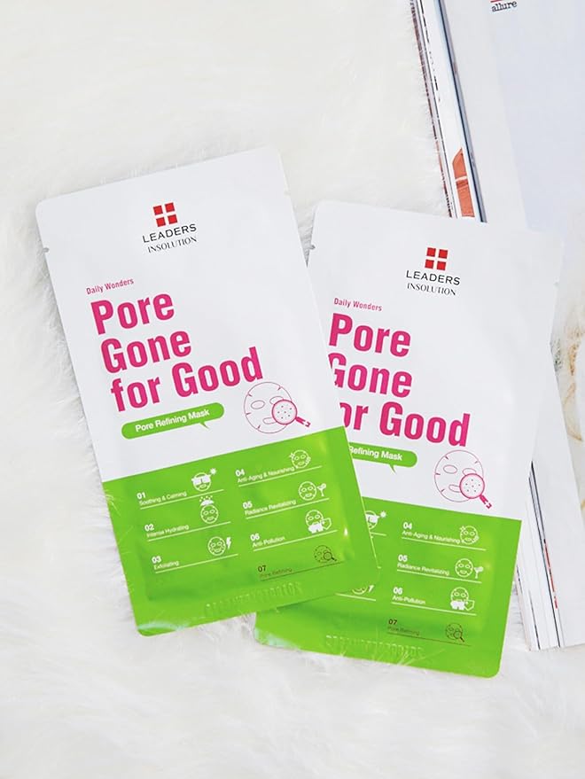 Leaders Insolution Daily Wonders Pore Gone for Good Facial Mask Sheet Pore Minimizing Acne Care Korean Skincare (10 Sheets)