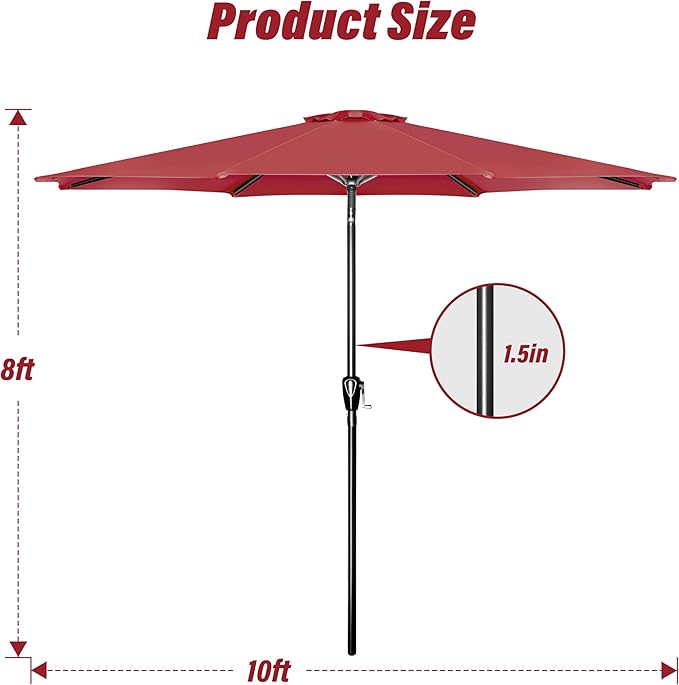 Simple Deluxe 9' Patio Umbrella Outdoor Table Market Yard Umbrella with Push Button Tilt/Crank