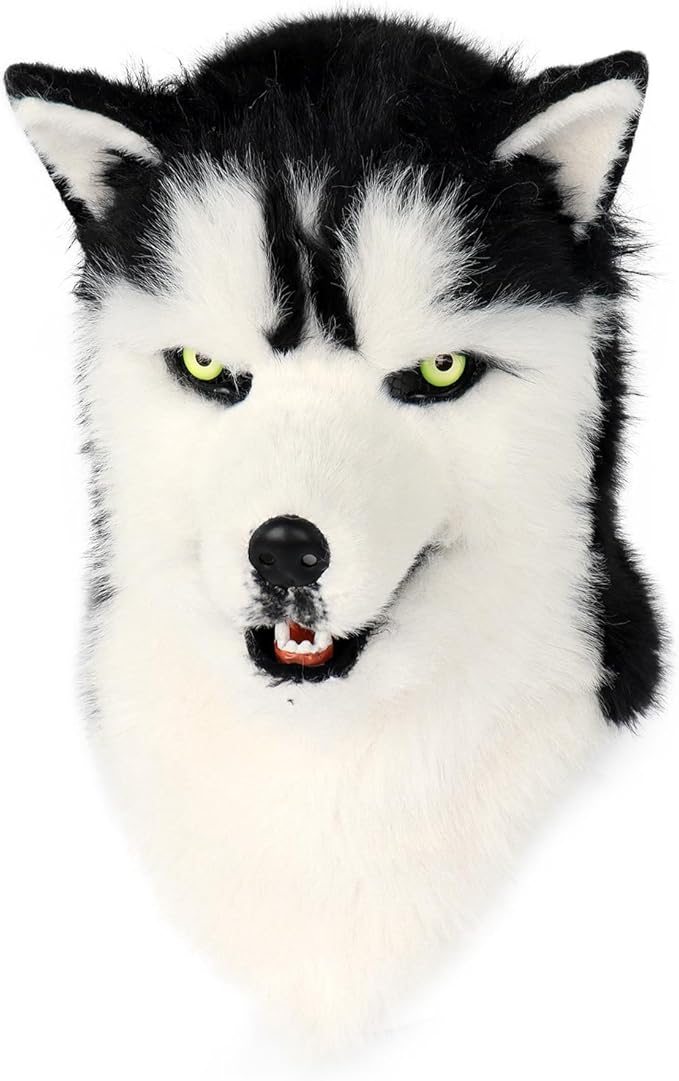 HAOAN Furry Dog Mask Animal Wolf Full Head for Halloween Fancy Dress Party Cosplay Costume Women Men