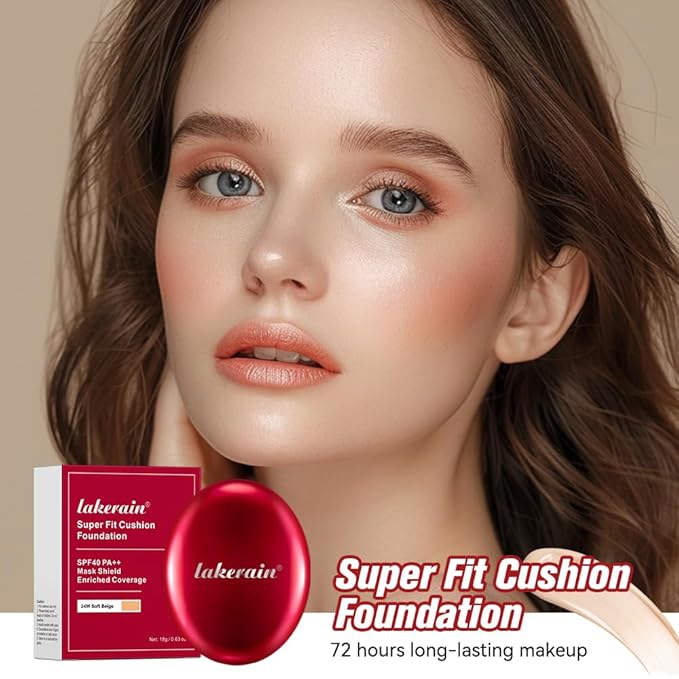 Flawless Glass Skin with Cushion Foundation - Long-lasting, lvory, ) 18g