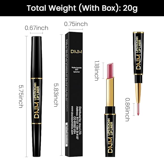 2-in-1 Pink Lip Liner & Lipstick Set Kit for Women, Metallic Lips Kit with Lip Liner Lip Stains Long Lasting Waterproof 24 Hour Lipstick and Lip Liners Combo Lipliners Pencil Set 20
