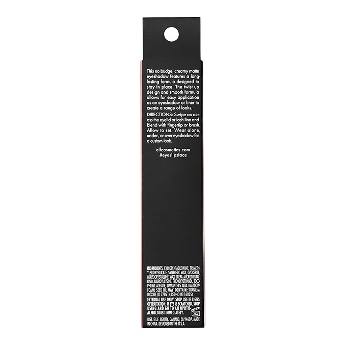 e.l.f. No Budge Matte Shadow Stick, One-Swipe Cream Eyeshadow Stick, Long-Wear & Crease Resistant, Matte Finish, Bombshell