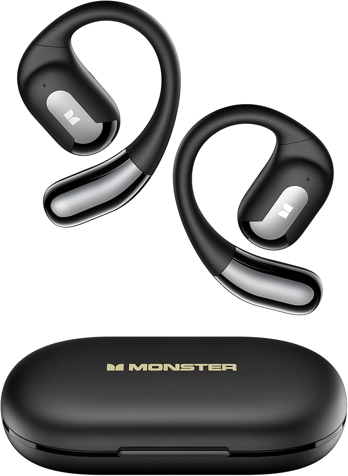 Monster Open Ear AC317 Headphones, Wireless Earbuds with Stereo Sound, 24H Playback, Bluetooth 5.4, Crystal Clear Calls, Type-C Charging, Touch Control, Sweat Resistant Open Ear Earbuds for Sports