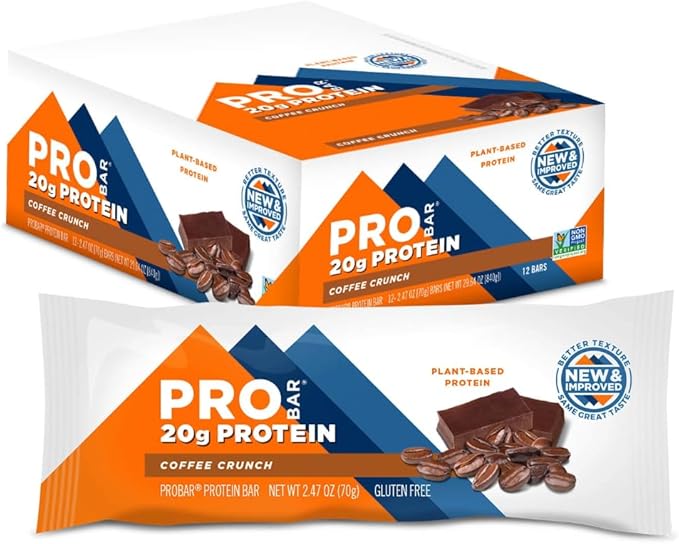 PROBAR - PROTEIN Bar, Coffee Crunch, Non-GMO, Gluten-Free, Healthy, Plant-Based, Whole-Food Ingredients, Natural Energy (12 Count)