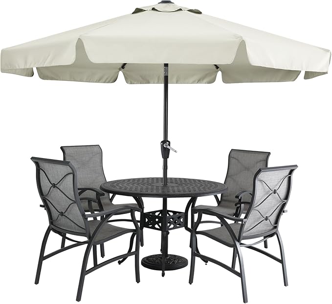 MASTERCANOPY Valance Patio Umbrella for Outdoor Table Market -8 Ribs (10ft, Light Beige)