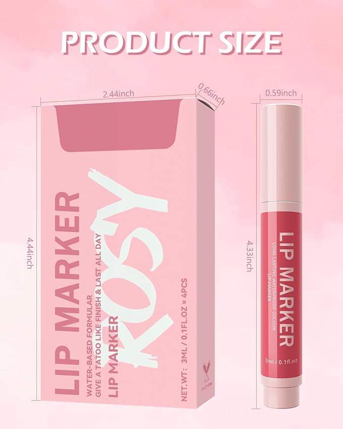 Lip Stain Marker Pen Set-4 Pcs Hydrating Lip