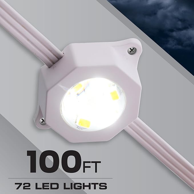 Monster Smart Permanent Outdoor Lights, 100ft, 72 LED Eaves Lights, RGB+IC+WW, Weather & Water Resistant, App & Voice Control, Compatible with Alexa and Google, for Halloween, Christmas & Year-Round