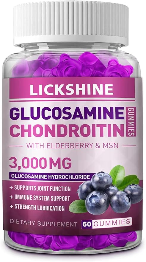 Glucosamine Chondroitin Gummies with MSM & Elderberry - Extra Strength Joint Health, Flexibility, Antioxidant Immune Support Supplement Gummy for Adults, Men & Women (1 Pack)