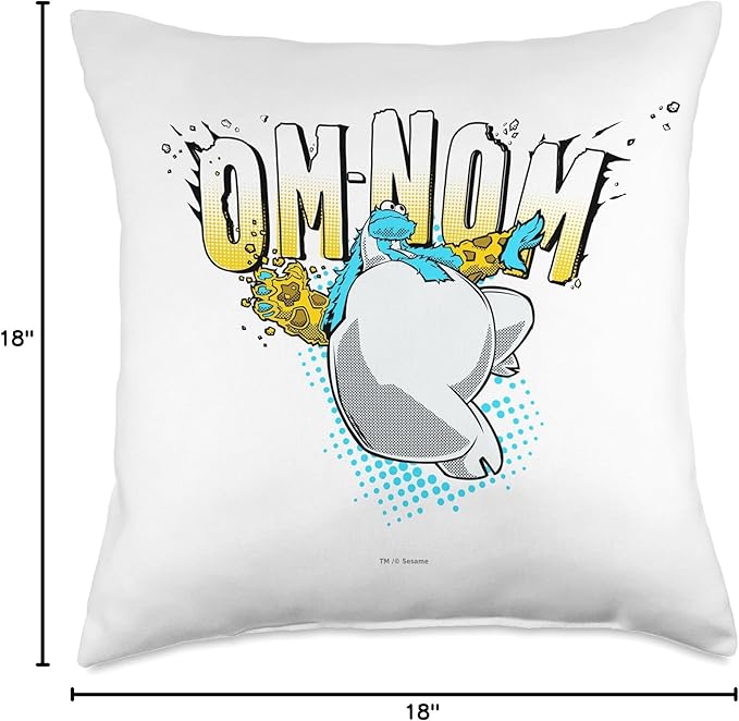Sesame Street Cookie Monster Om-Nom Throw Pillow, 18x18, Multicolor