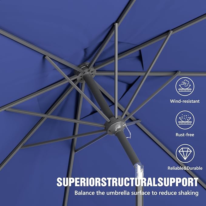 Patio Umbrellas, Pool Umbrella, Outdoor Umbrella with Push Button Tilt/Crank, Deck Umbrellas, Market Umbrela Table for Backyard, Deck, Garden, Pool